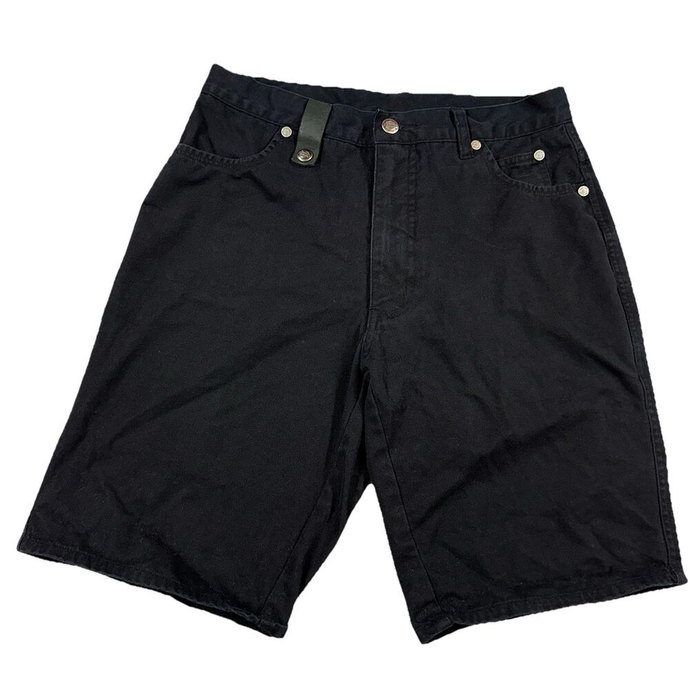 Harley Davidson Mens Black Cotton Shorts Size 30 Motorcycle Biker Casual